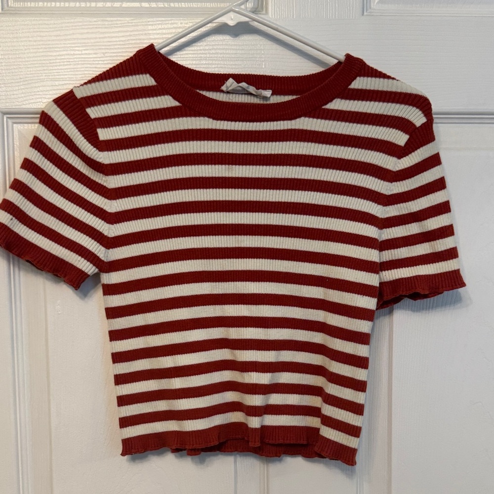 Striped Red and White Women's Top